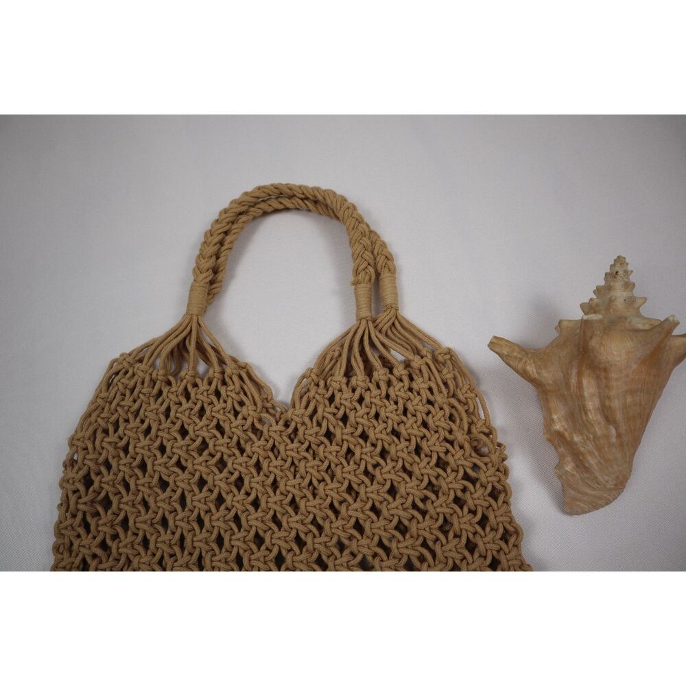 Women's Knotted Macrame Net Tote Bag